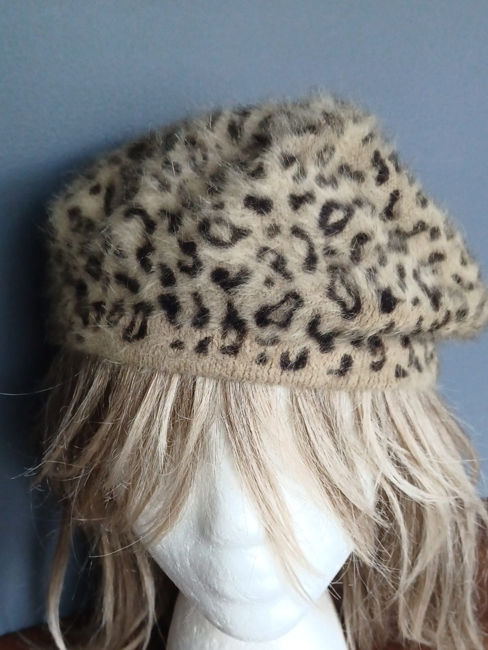 Leopard Rabbit Hair  Beret - Picture 2 of 11